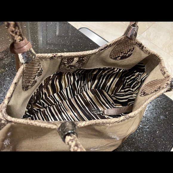 BRIGHTON Tan Faux Snakeskin Lthr Shoulder Bag Set - Picture 11 of 11